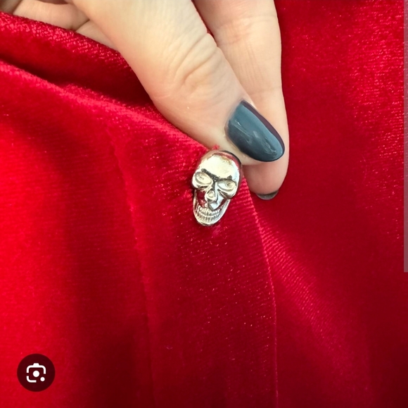 New Modcloth Red Velvet Skull Dress - Picture 3 of 3